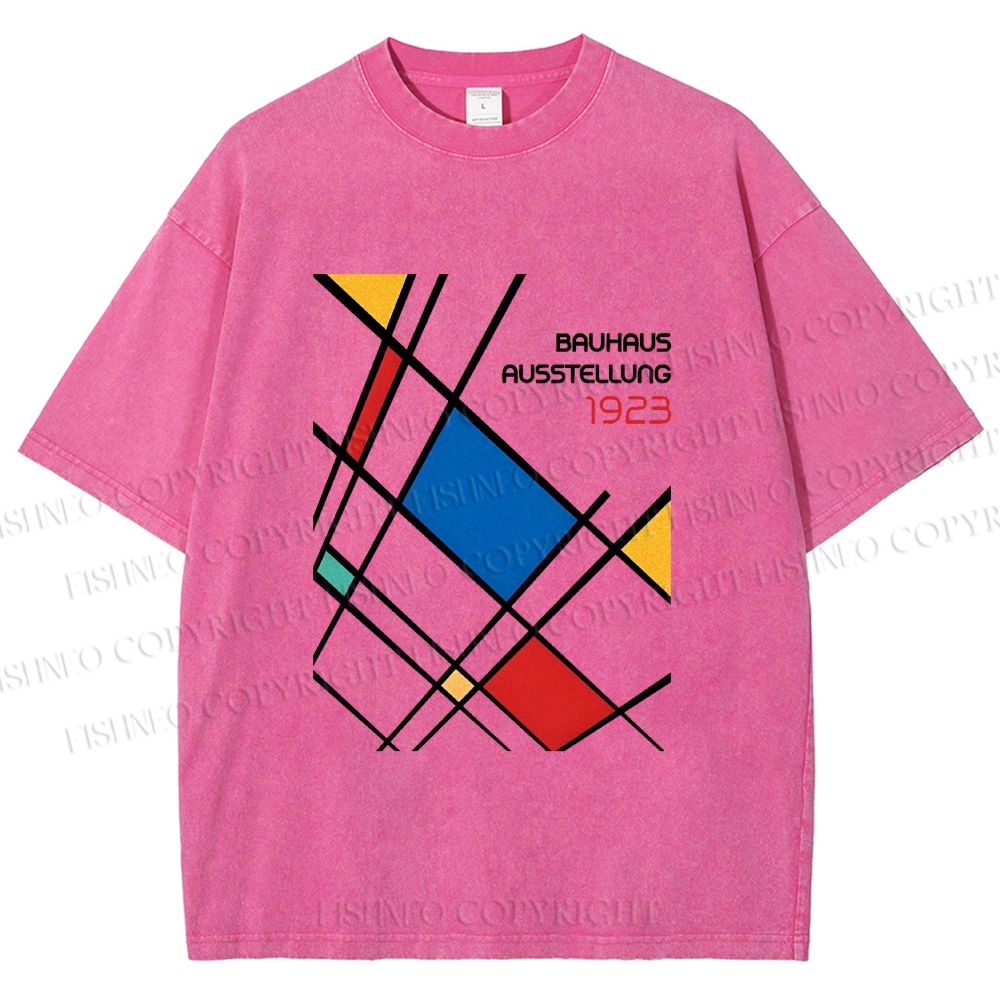 Unisex Bauhaus Lattice Printed Washed Tee