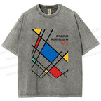 Unisex Bauhaus Lattice Printed Washed Tee