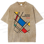Unisex Bauhaus Lattice Printed Washed Tee