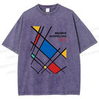Unisex Bauhaus Lattice Printed Washed Tee