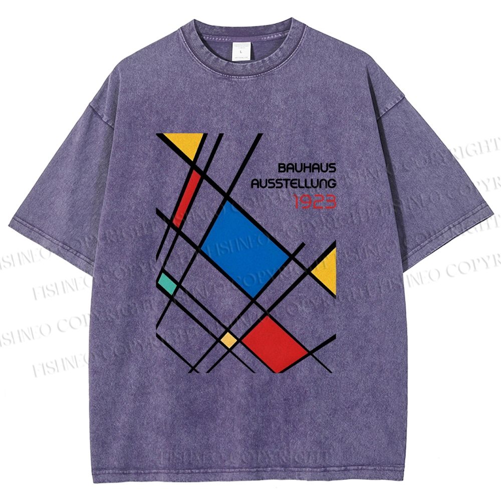 Unisex Bauhaus Lattice Printed Washed Tee
