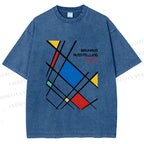 Unisex Bauhaus Lattice Printed Washed Tee