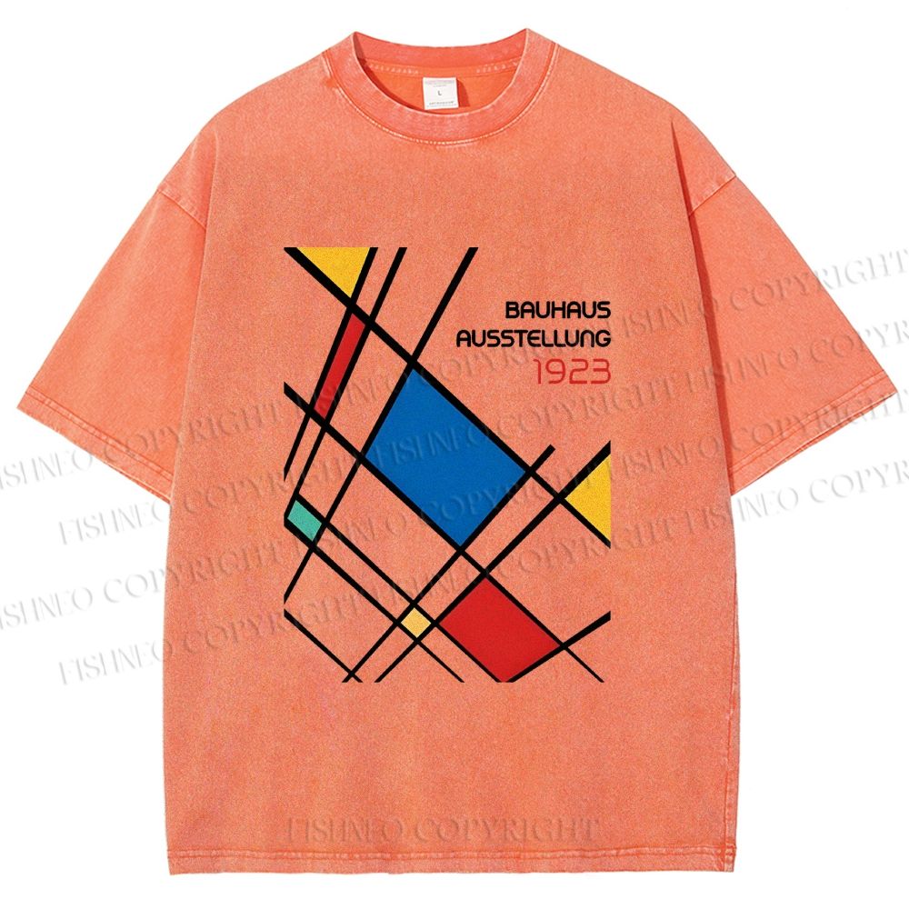 Unisex Bauhaus Lattice Printed Washed Tee