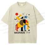 Unisex Bauhaus Elephant Design Printed Washed Tee