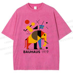 Unisex Bauhaus Elephant Design Printed Washed Tee