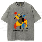 Unisex Bauhaus Elephant Design Printed Washed Tee