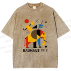 Unisex Bauhaus Elephant Design Printed Washed Tee