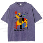 Unisex Bauhaus Elephant Design Printed Washed Tee