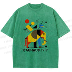 Unisex Bauhaus Elephant Design Printed Washed Tee