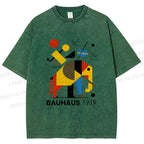 Unisex Bauhaus Elephant Design Printed Washed Tee