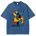 Unisex Bauhaus Elephant Design Printed Washed Tee