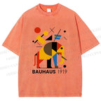 Unisex Bauhaus Elephant Design Printed Washed Tee