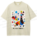 Unisex Joan Miro Birds Upside Down Printed Washed Tee