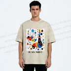 Unisex Joan Miro Birds Upside Down Printed Washed Tee