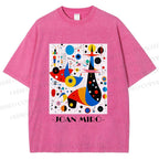 Unisex Joan Miro Birds Upside Down Printed Washed Tee