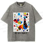 Unisex Joan Miro Birds Upside Down Printed Washed Tee