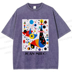 Unisex Joan Miro Birds Upside Down Printed Washed Tee