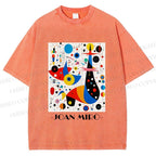 Unisex Joan Miro Birds Upside Down Printed Washed Tee