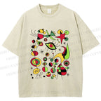 Unisex Joan Miro Graffiti Printed Washed Tee