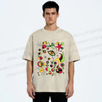 Unisex Joan Miro Graffiti Printed Washed Tee