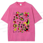 Unisex Joan Miro Graffiti Printed Washed Tee