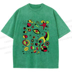Unisex Joan Miro Graffiti Printed Washed Tee