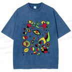 Unisex Joan Miro Graffiti Printed Washed Tee