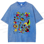 Unisex Joan Miro Graffiti Printed Washed Tee