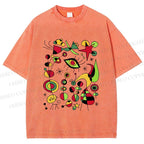 Unisex Joan Miro Graffiti Printed Washed Tee