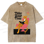 Unisex Read More Worry Less Panther Take Your Time Printed Washed Tee