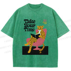 Unisex Read More Worry Less Panther Take Your Time Printed Washed Tee
