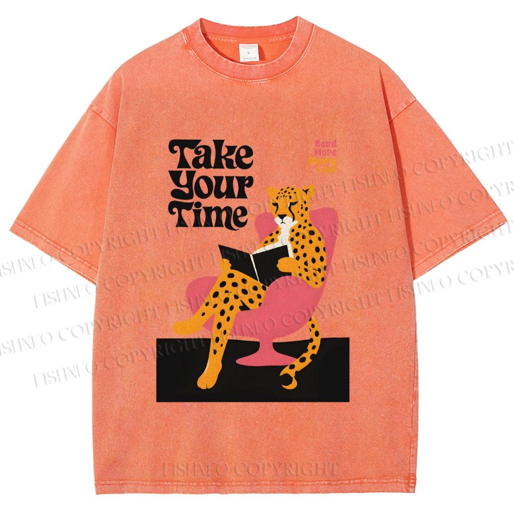 Unisex Read More Worry Less Panther Take Your Time Printed Washed Tee