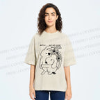 Unisex Dog and Bunny Love Each Other Printed Washed Tee