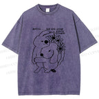 Unisex Dog and Bunny Love Each Other Printed Washed Tee