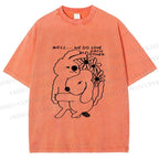 Unisex Dog and Bunny Love Each Other Printed Washed Tee