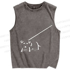 Unisex Dog on a Leash Printed Washed Tank Top