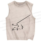 Unisex Dog on a Leash Printed Washed Tank Top