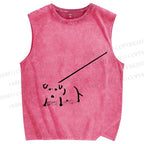 Unisex Dog on a Leash Printed Washed Tank Top