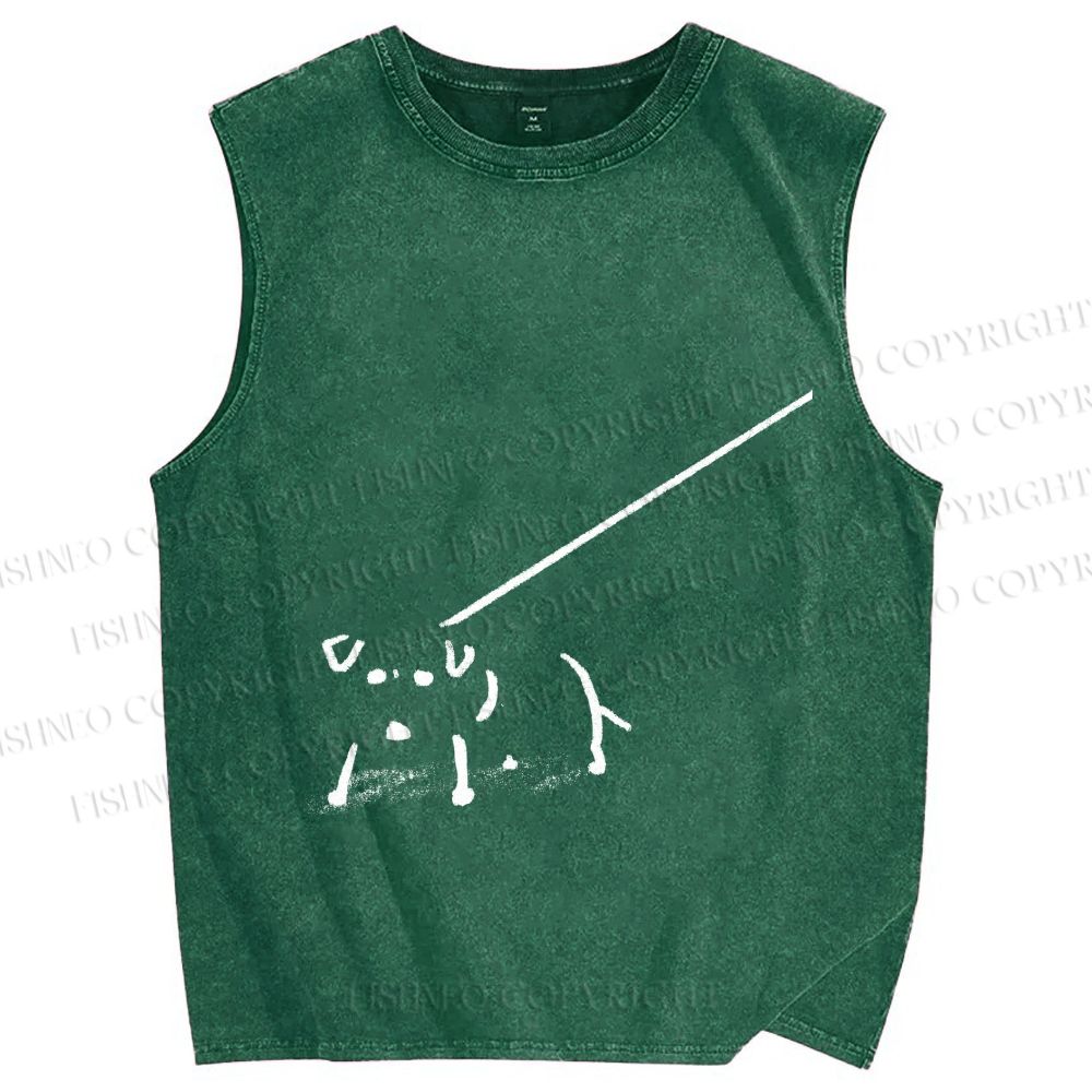 Unisex Dog on a Leash Printed Washed Tank Top