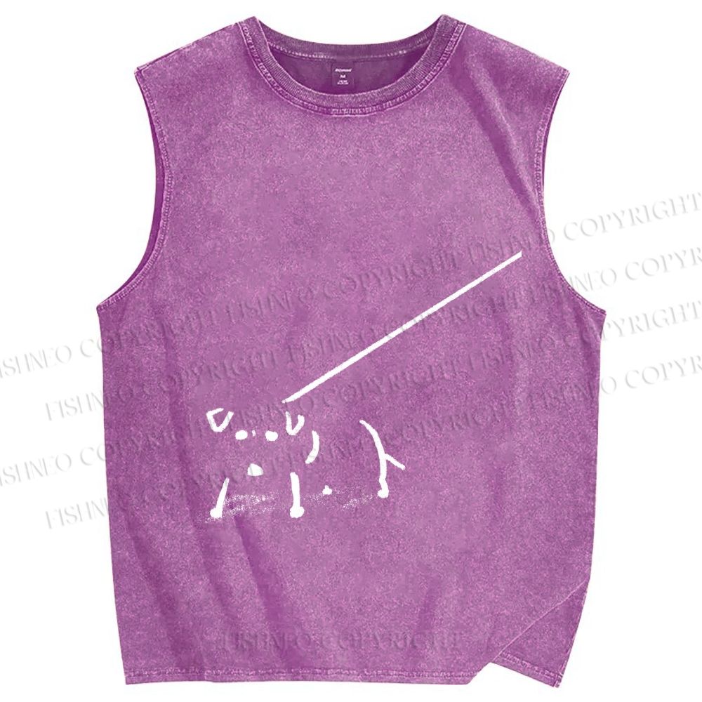 Unisex Dog on a Leash Printed Washed Tank Top