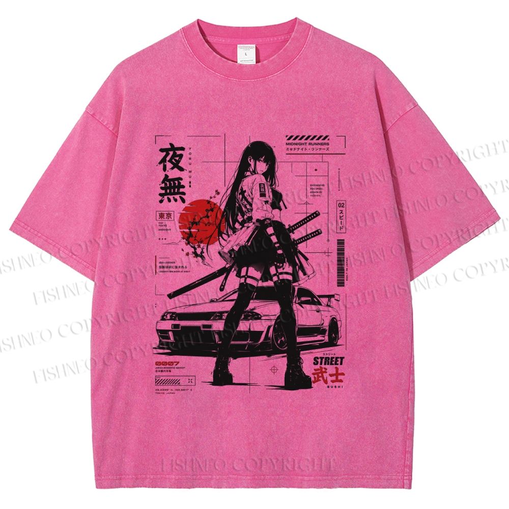 Unisex Tokyo JDM Girl Printed Washed Tee