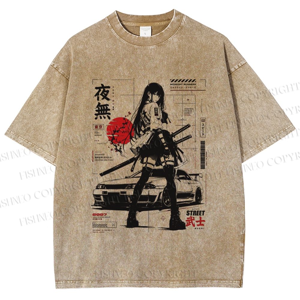 Unisex Tokyo JDM Girl Printed Washed Tee