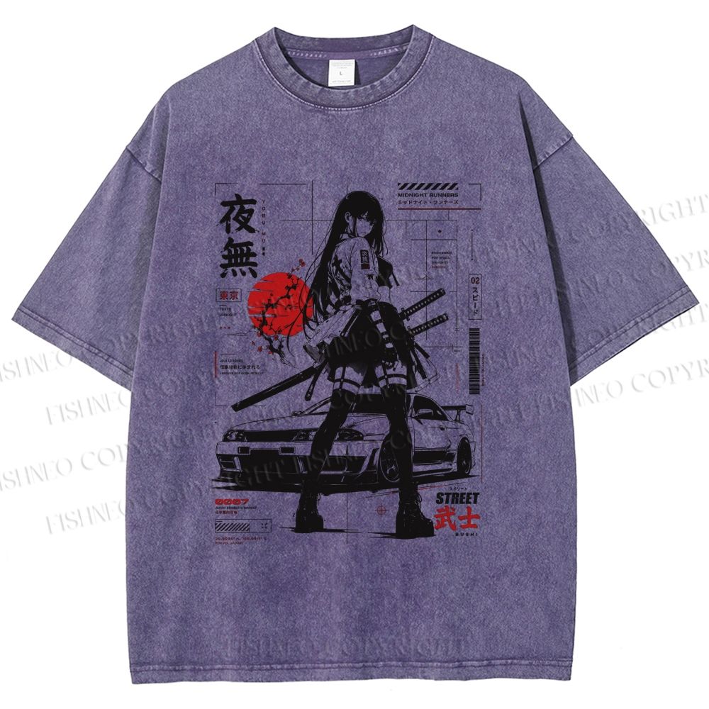 Unisex Tokyo JDM Girl Printed Washed Tee