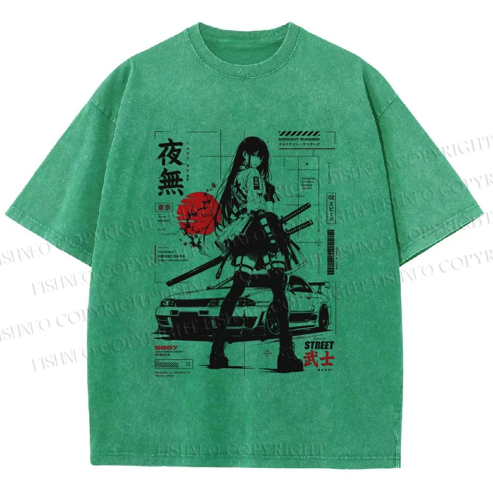 Unisex Tokyo JDM Girl Printed Washed Tee