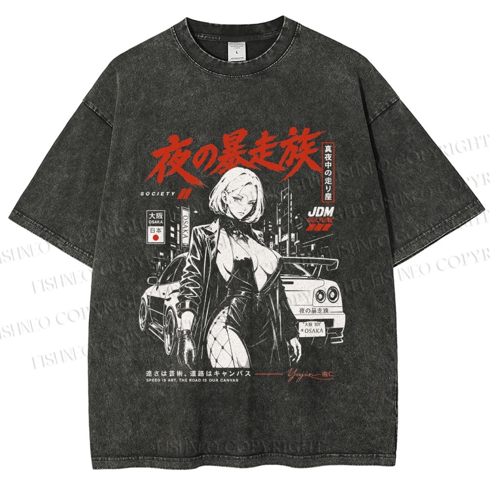 Unisex Osaka JDM Girl Printed Washed Tee