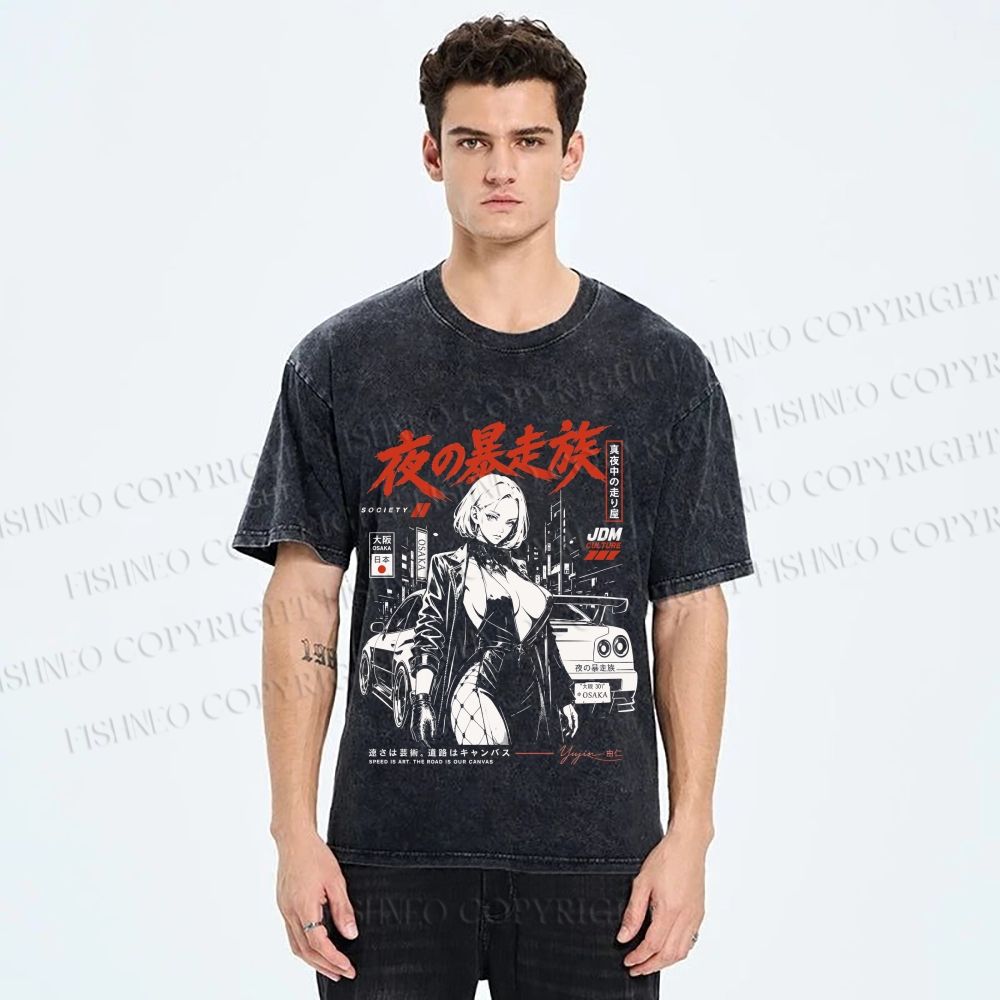 Unisex Osaka JDM Girl Printed Washed Tee