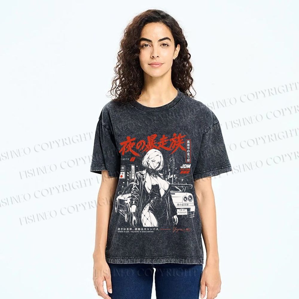 Unisex Osaka JDM Girl Printed Washed Tee