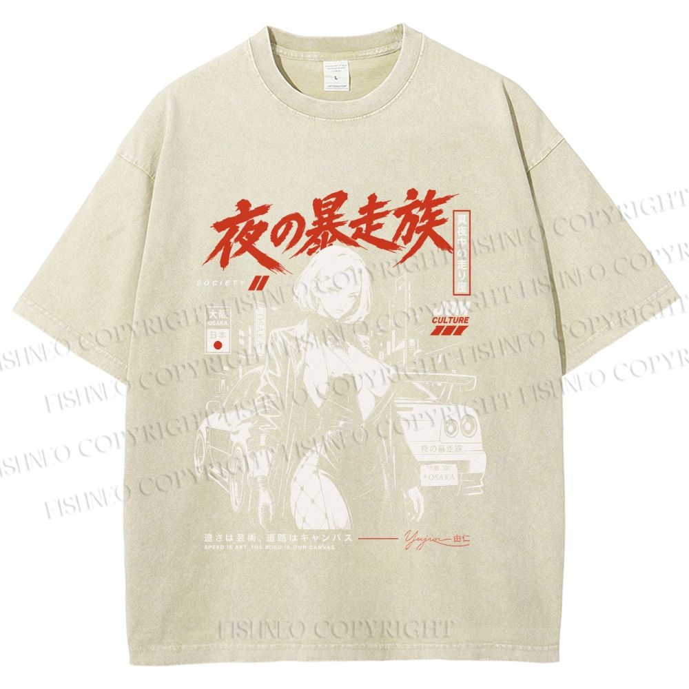 Unisex Osaka JDM Girl Printed Washed Tee