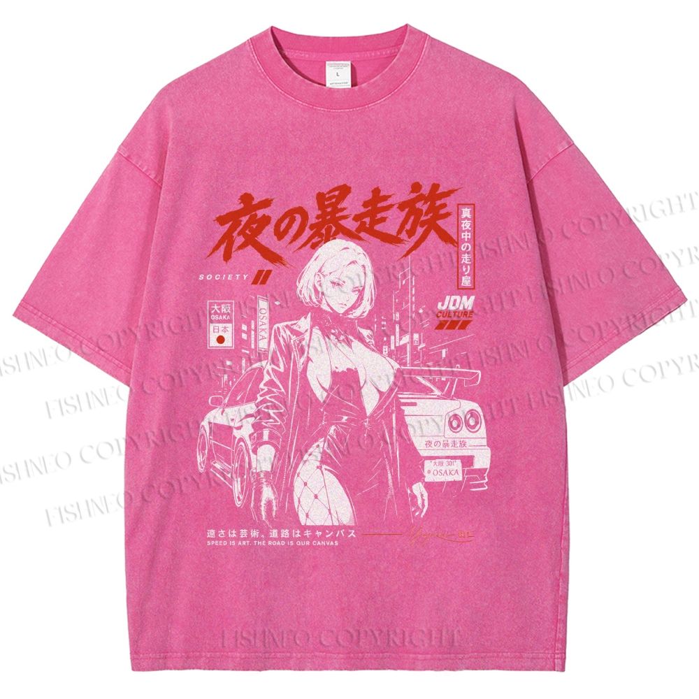 Unisex Osaka JDM Girl Printed Washed Tee