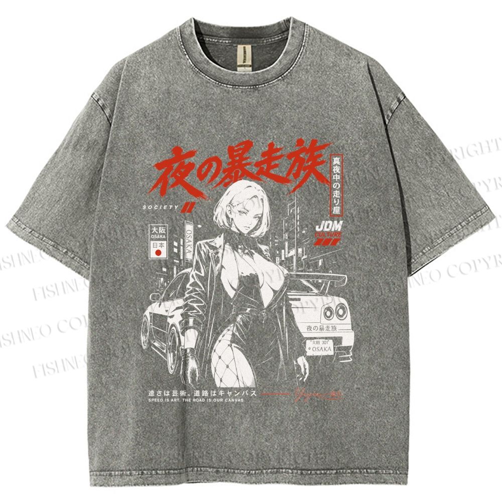 Unisex Osaka JDM Girl Printed Washed Tee